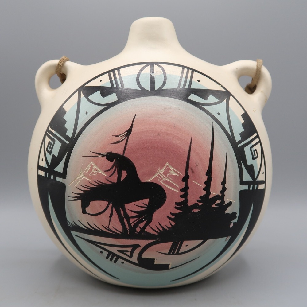 Cedar Mesa Navajo Native American Pottery Hand Painted Vase Signed Vintage